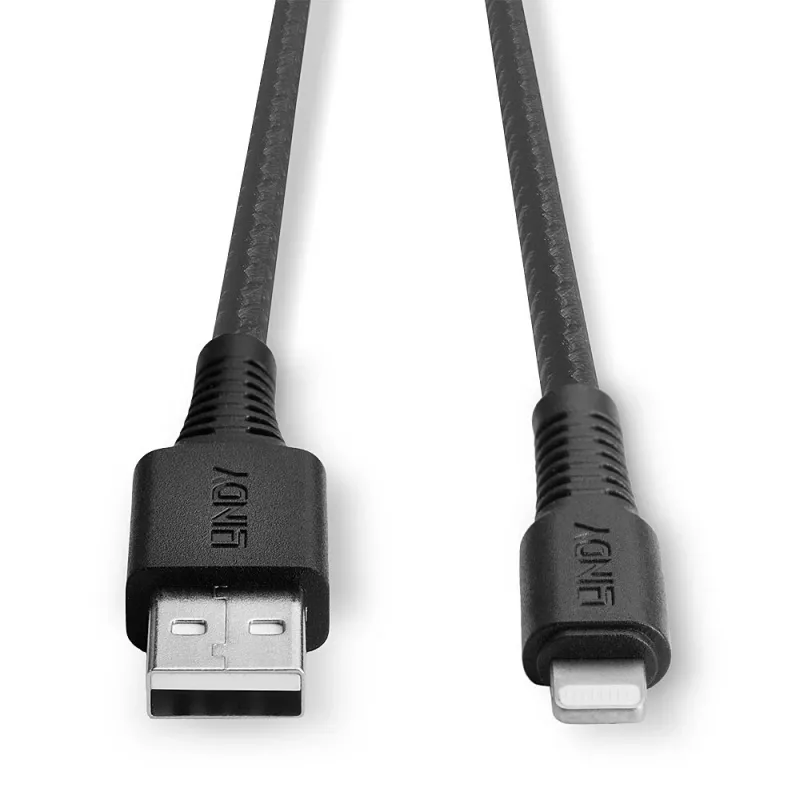 Lindy 3m Armēts USB Type A – Lightning uzlādes un sinhronizācijas kabelis