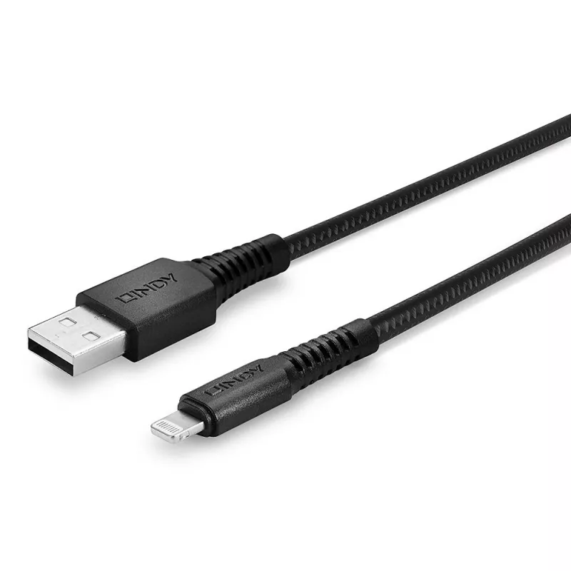 Lindy 3m Armēts USB Type A – Lightning uzlādes un sinhronizācijas kabelis