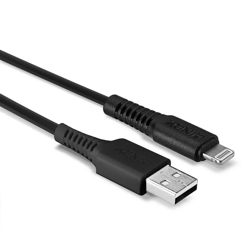 Lindy 2m USB A–Lightning kabelis, melns
