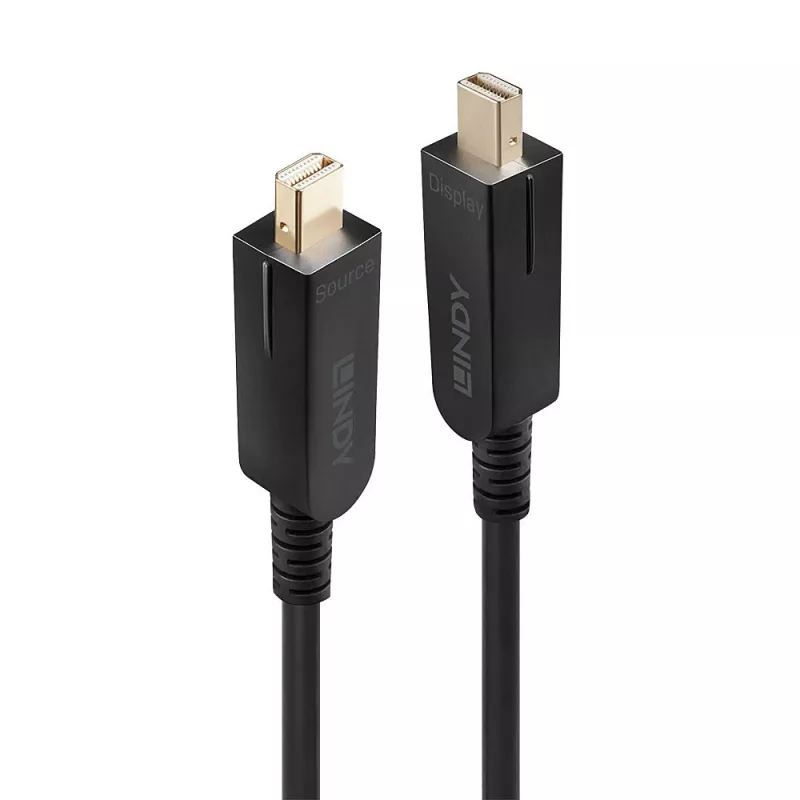 Lindy 40m šķiedru optikas hibrīda Mini DisplayPort 1.4 kabelis ar noņemamiem DP savienotājiem