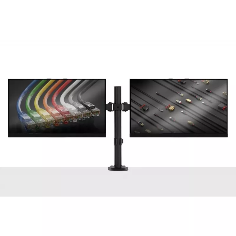 Lindy Dual Adjustable Display Mount, 8 kg, 33 cm (13 colli), 81.3 cm (32 colli), 75 x 75 mm, 100 x 100 mm, Melns