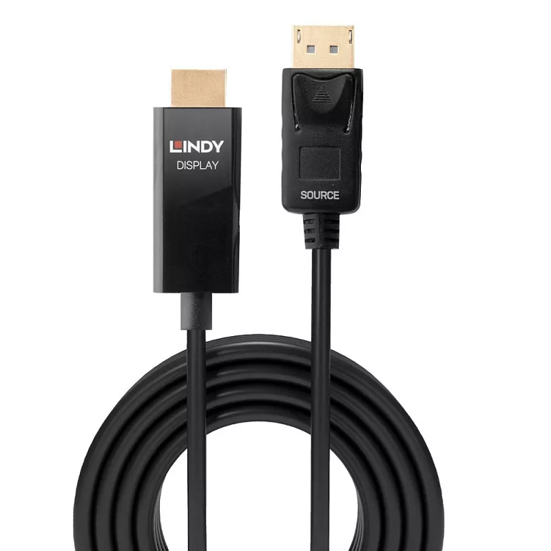 Lindy 3m aktīvais DisplayPort–HDMI kabelis ar HDR, 3 m, DisplayPort, HDMI Type A (Standarta), Tēviņš, Tēviņš, Taisns