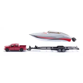 Siku Ford F150 ar motorlaivu auto modelis 1:50 salikts komplekts