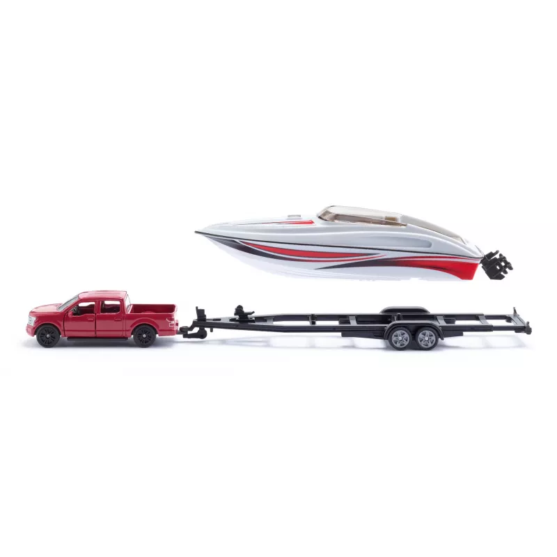 Siku Ford F150 ar motorlaivu auto modelis 1:50 salikts komplekts