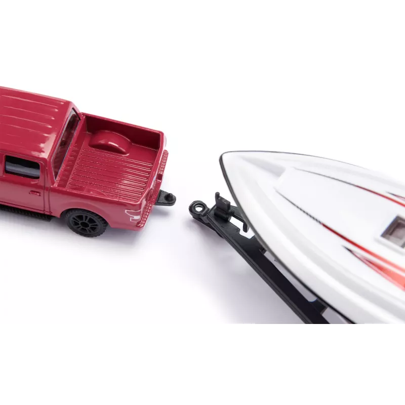 Siku Ford F150 ar motorlaivu auto modelis 1:50 salikts komplekts