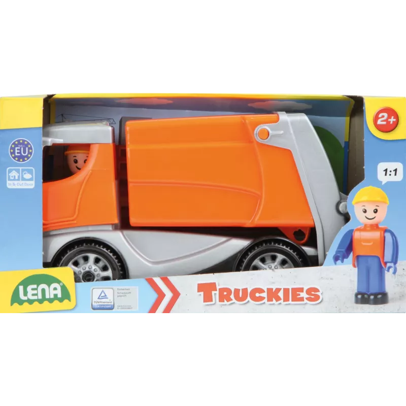 Lena Truckies Atkritumu Vedējs, Kravas Auto, 2 gadi, Plastmasa, Pelēks, Oranžs