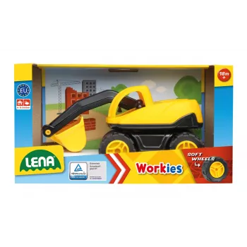 Rotaļu ekskavators kastē Lena 01261 – bērnu celtniecības komplekts, plastmasas modelis