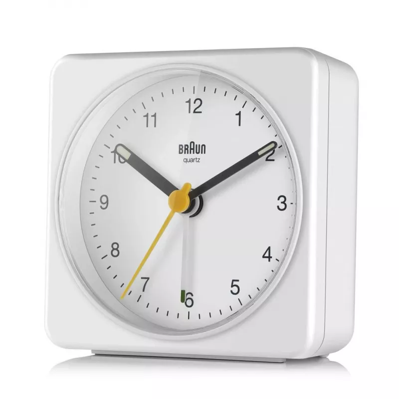 Braun BC03W kvarca modinātājpulkstenis balts