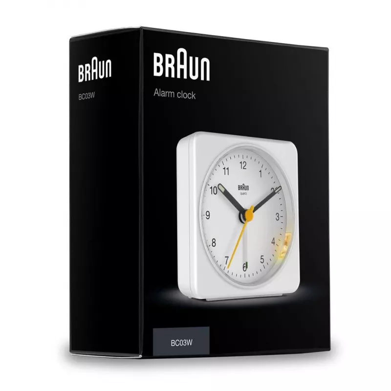Braun BC03W kvarca modinātājpulkstenis balts