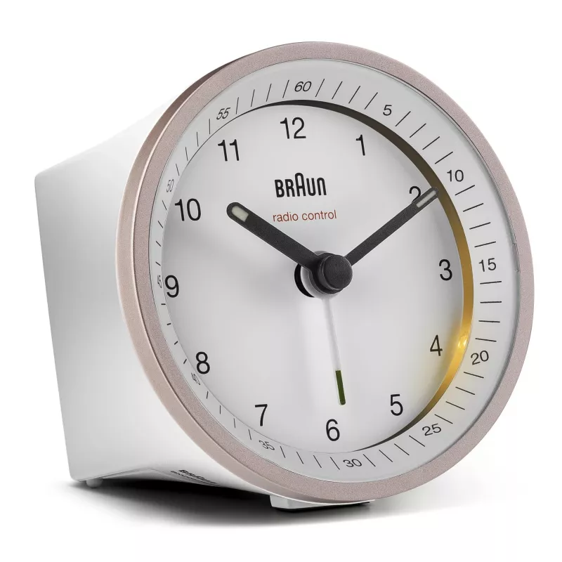 Braun BC07 kvarca modinātājpulkstenis rozā, balts
