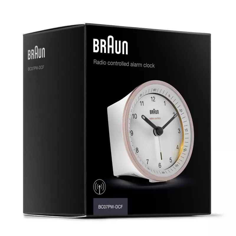 Braun BC07 kvarca modinātājpulkstenis rozā, balts