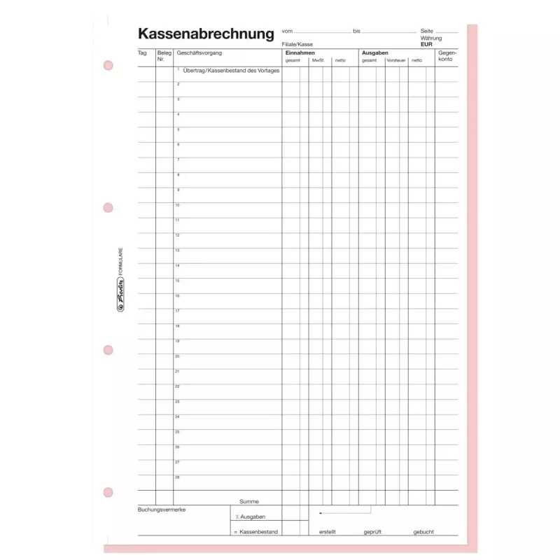Grāmatvedības veidlapa Herlitz 882415 A4 100 lapas