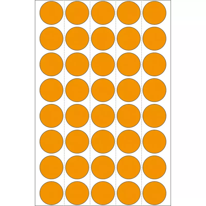 Daudzfunkcionālas etiķetes HERMA 2254 spīdīgi oranžas, apaļas, 19 mm