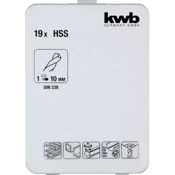 Urbju komplekts KWB 421856 19 gab. Twist urbji 1.0 - 10 mm