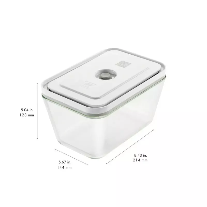 Pārtikas uzglabāšanas trauks ZWILLING FRESH & SAVE Taisnstūra stikls 1,6 L, plastmasas bloķējams vāks, piemērots cepeškrāsnij/mikroviļņu krāsnij