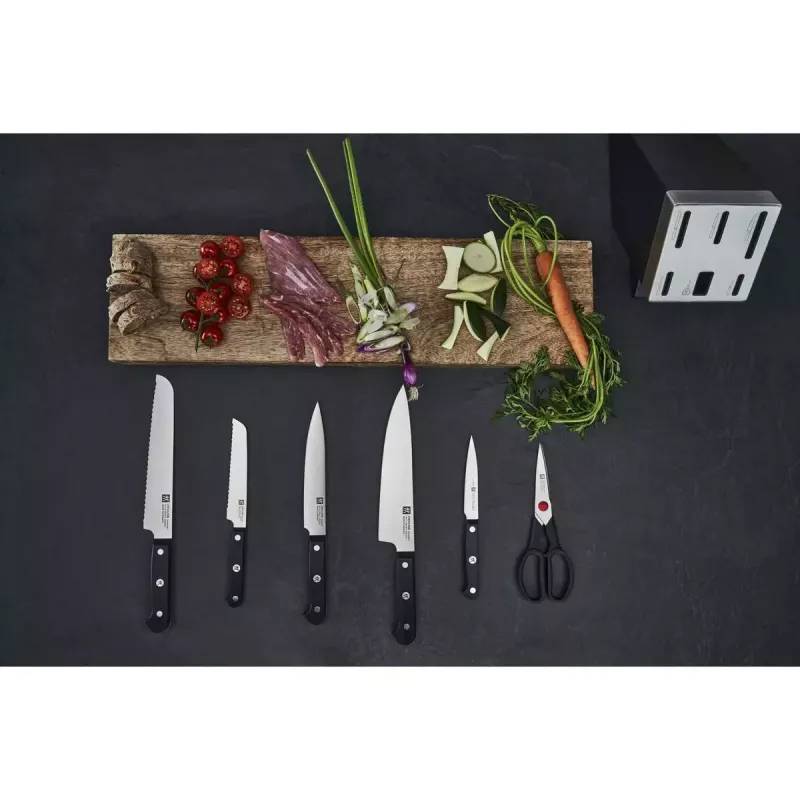 Nazis un galda piederumu bloka komplekts ZWILLING Gourmet 7 gab. — tērauda asmeņi, plastmasas rokturi, 2.51 kg