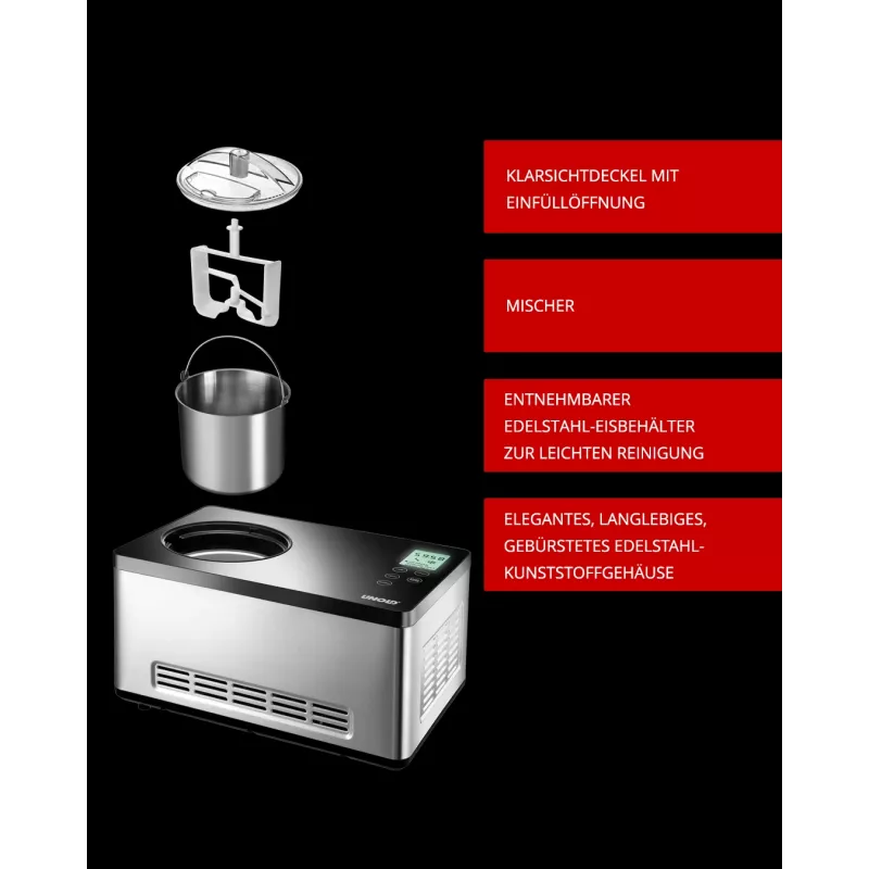 Unold 48845 Saldējuma gatavotājs ar kompresoru 2 L 180 W Melns, Nerūsējošais tērauds