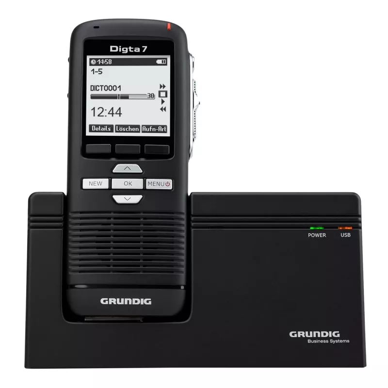 Grundig Digta 7 Stand-Alone Komplekts ar diktēšanas ierīci, doku, austiņām un pedāli