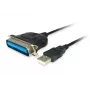 Equip USB-A uz paralēlo (Centronics 36) adaptera kabelis, 1,5 m, melns