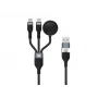 Conceptronic ETTA08B15 USB A uz 2× USB-C 3-in-1 ātrās uzlādes un datu kabelis — 1,5 m, USB 2.0, 5A, Apple Watch lādētājs, 100W E-Mark
