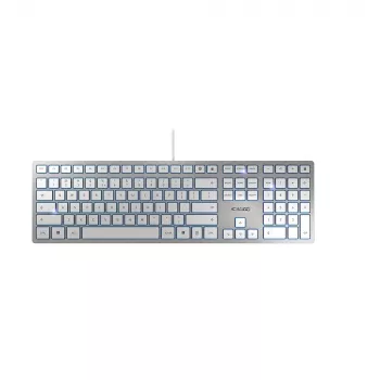 CHERRY KC 6000 Slim klaviatūra, vadu, USB, US English, sudraba, balta
