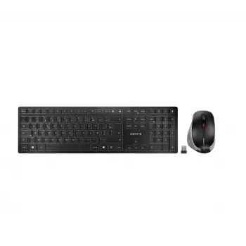 CHERRY DW 9500 SLIM bezvadu tastatūras un peles komplekts (RF + Bluetooth, AZERTY franču, melns/pelēks)