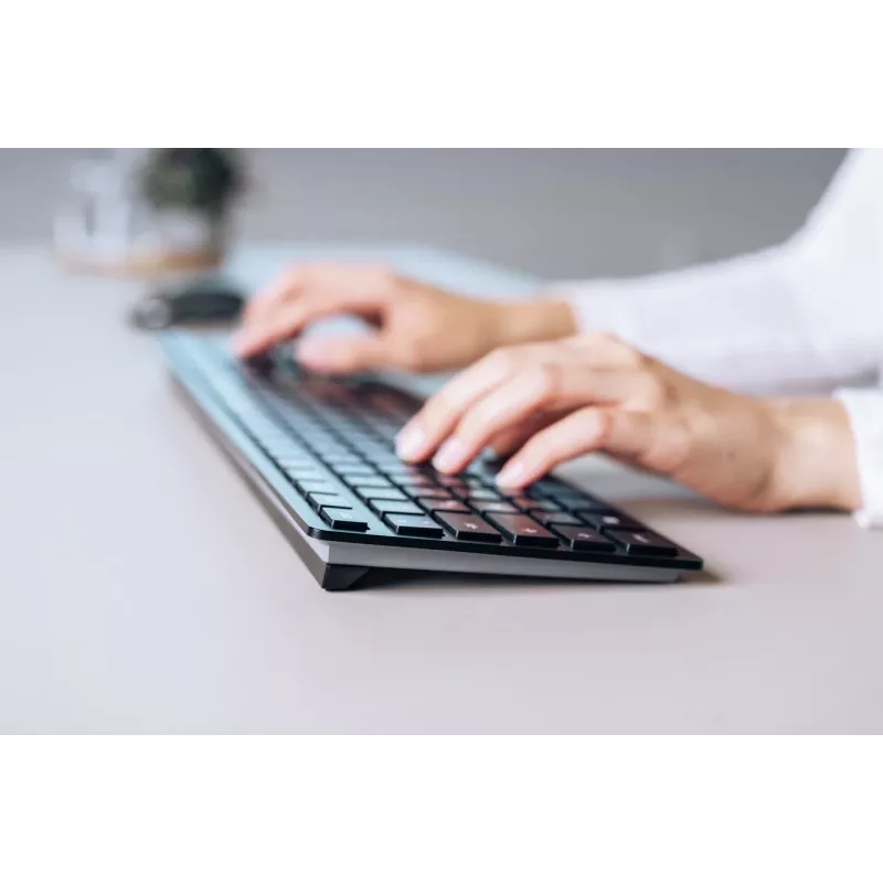 Tastatūra Cherry KW 9100 SLIM bezvadu RF + Bluetooth QWERTY UK angļu melna 108 taustiņi 1.2 m kabelis