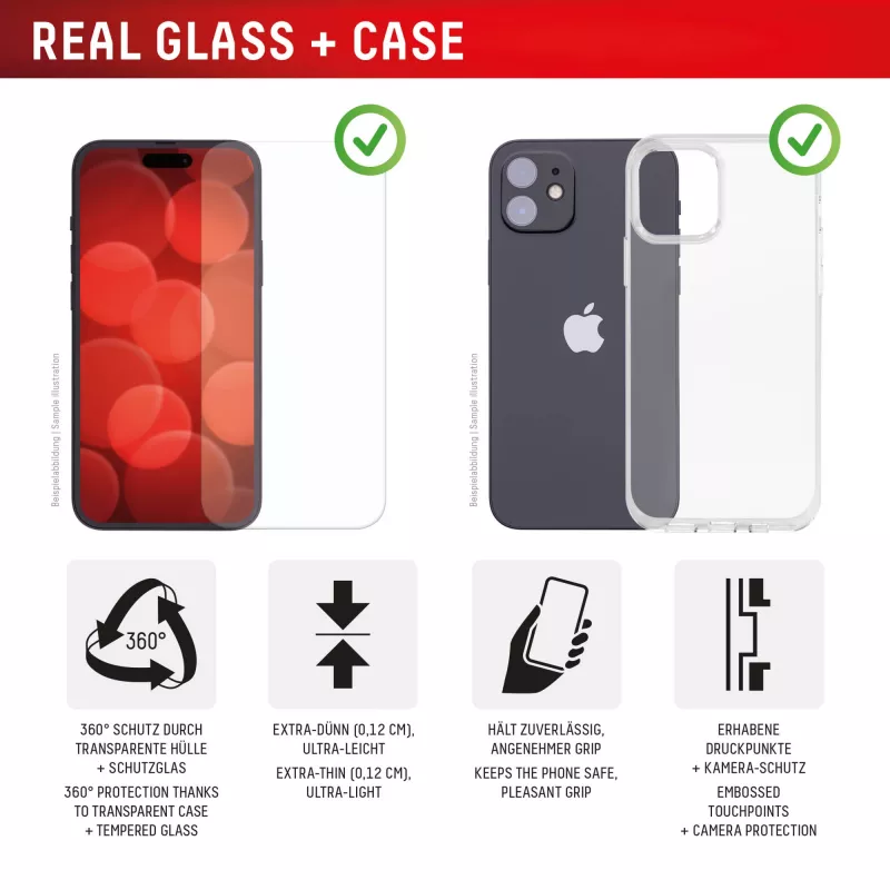 Displex ekrāna aizsargstikls + maciņš Apple iPhone 16 Plus, EASY-ON® Eco montāžas rāmis, izturīgs pret skrāpējumiem