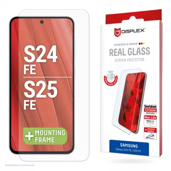 Displex Ekrāna aizsargstikls (10H) Samsung Galaxy S25 FE/S24 FE, Eco montāžas rāmis, izturīgs pret skrāpējumiem