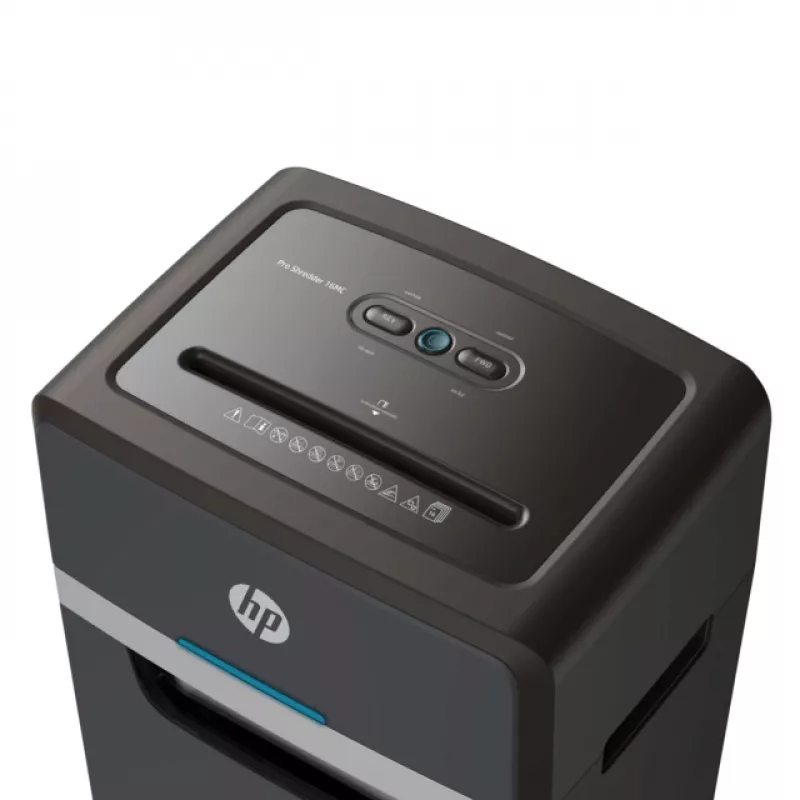 HP Pro Shredder 16MC papīra smalcinātājs, mikrošķiedras griešana, 55 dB, 22 cm, melns