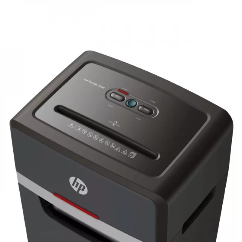 HP Pro Shredder 16MC papīra smalcinātājs, mikrošķiedras griešana, 55 dB, 22 cm, melns