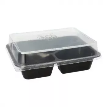 Papstar 96554 Vienreizējās lietošanas pārtikas uzglabāšanas trauks Melns PET 227x178x45mm