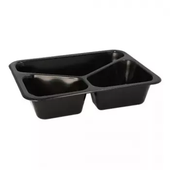 Papstar 96554 Vienreizējās lietošanas pārtikas uzglabāšanas trauks Melns PET 227x178x45mm