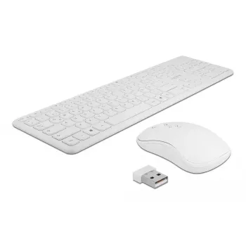 Bezvadu RF tastatūras un peles komplekts DeLOCK 12703, QZERTY, vācu izkārtojums, balts