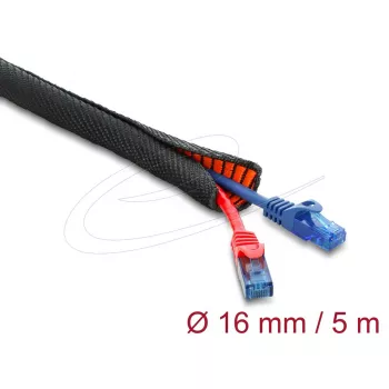 Pašslēdzoša dubultslāņa kabeļu aizsarguzmava DELOCK 5 m × 16 mm, melna