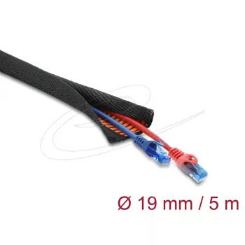 DELOCK Kabeļu aizsarguzmava pašslēdzoša divslāņu 5 m x 19 mm melna