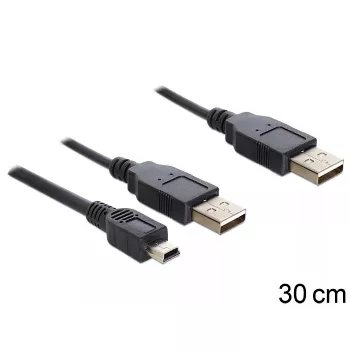 USB Y-kabelis DeLOCK 83178 USB 2.0 0.3 m 2 x USB A Melns