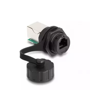 DeLOCK RJ12 savienotājs, ligzda-ligzda, IP68, melns