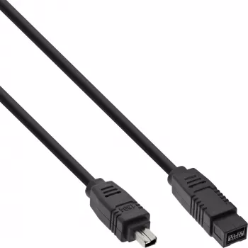 InLine FireWire 400 uz 800 1394b kabelis 4/9 kontaktu tēviņš 1,8 m melns