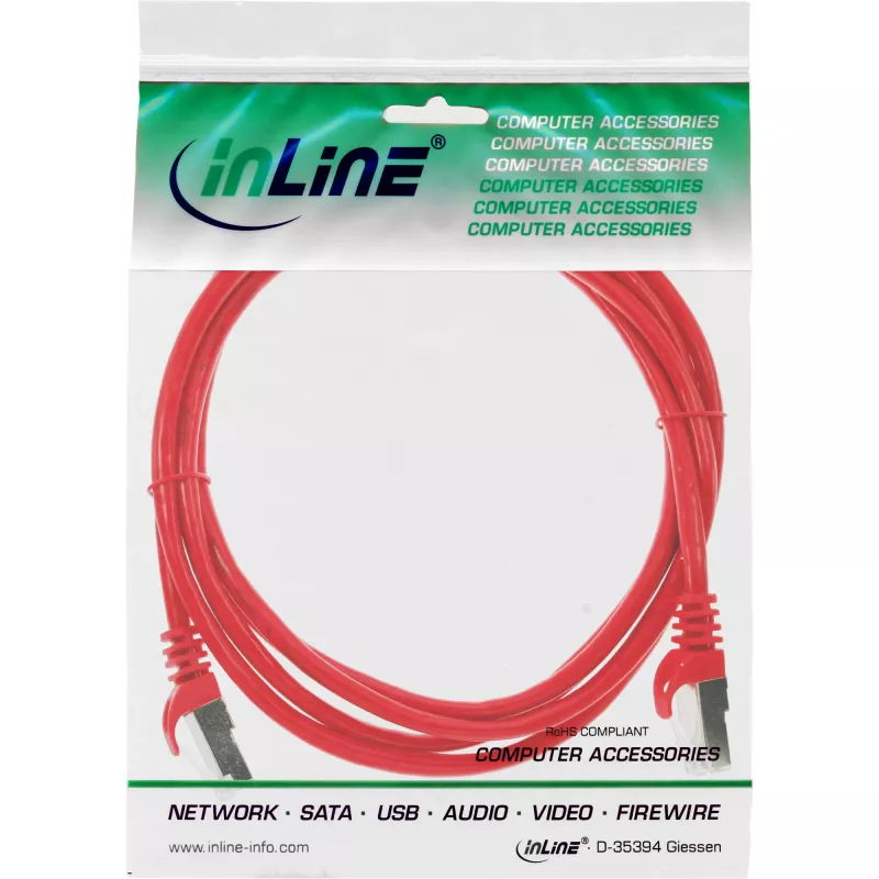 InLine Patch Cable F/UTP Cat.5e sarkans 3 m