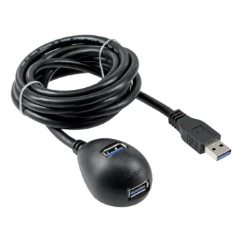 InLine USB 3.2 Gen.1 pagarinātājkabelis USB A vīriešu / A sieviešu + barošana, ar statīvu, melns, 2m