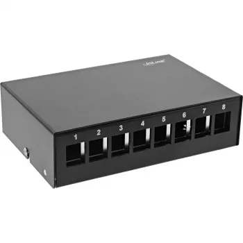InLine Desktop Consolidation Point Box 8x Keystone RJ45, metāls, melns RAL9005