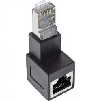 InLine Cat.6A savienotāja adapteris, RJ45 vīrišķais / sievišķais, 90° leņķis uz leju