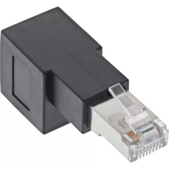 InLine Cat.6A savienotāja adapteris, RJ45 vīrišķais / sievišķais, 90° leņķis uz leju