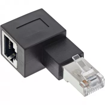 InLine Cat.6A savienotājadapteris, RJ45 tēviņš / mātīte, 90° leņķī pa kreisi