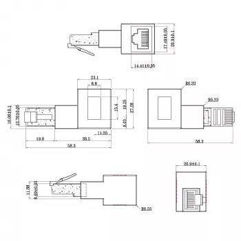 InLine Cat.6A savienotājadapteris, RJ45 tēviņš / mātīte, 90° leņķī pa kreisi