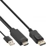 InLine HDMI uz DisplayPort pārveidotāja kabelis, 4K, melns/zelta, 2m
