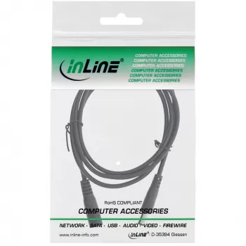 InLine DC pagarinātāja kabelis, DC spraudnis vīrišķais/sieviešu 5.5x2.1mm, melns, 1m