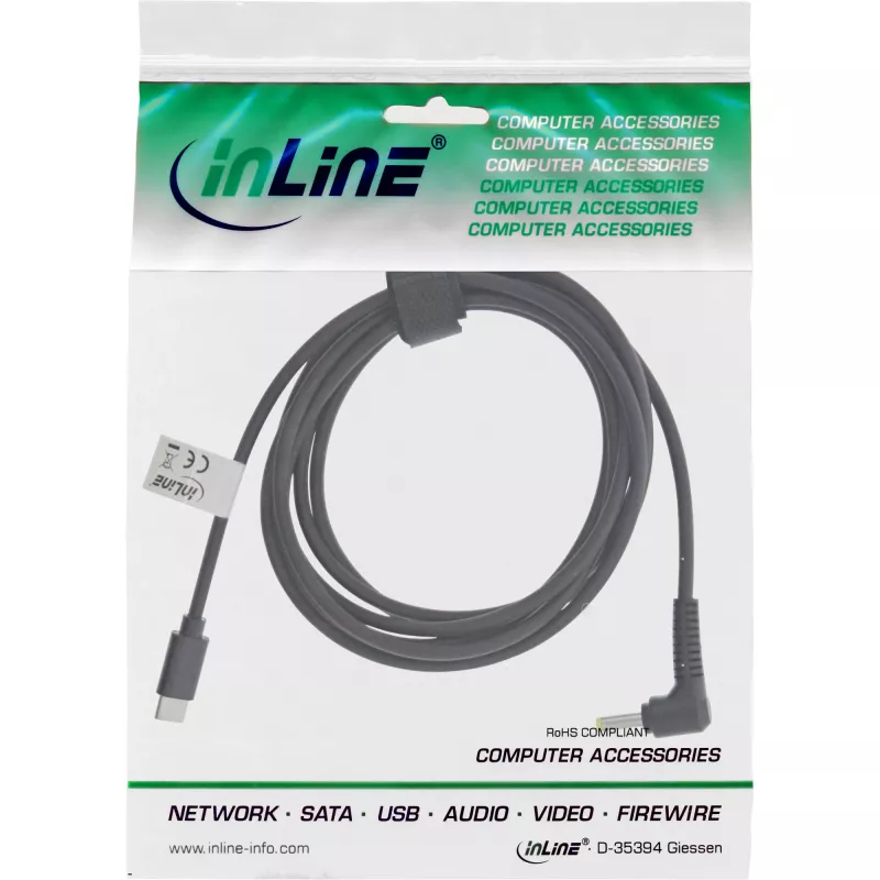 InLine USB-C uz BenQ/ASUS klēpjdatora lādēšanas kabelis (apaļš/mazs), 2m