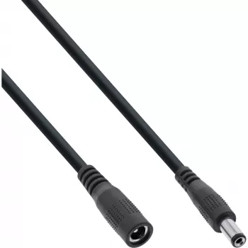 InLine DC pagarinātāja kabelis, DC vīriešu/sieviešu 5.5x2.1mm, AWG 18, melns 5m
